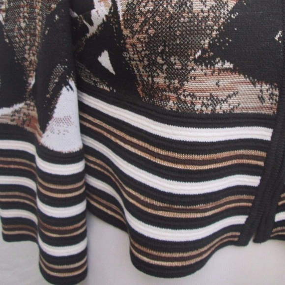 St. John Geometric Striped Bolero Jacket Brown Black White Size 2 - Picture 2 of 5